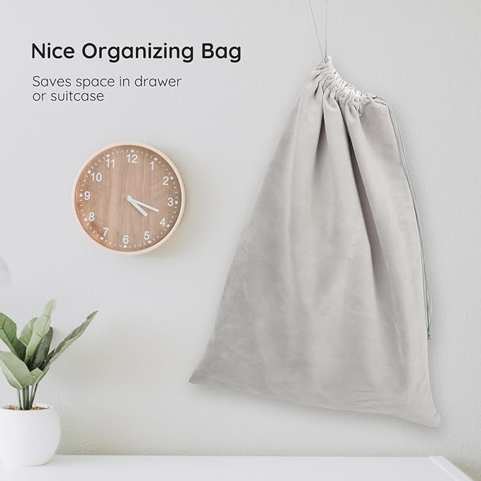 Segbeauty Large Velvet Drawstring Bags, 15.7x11.8in Satin Flannel Storage Bag, 40x30cm Hair Dryer Bags Drawstring Bag Velvet Gift Bag with Satin Liner for Hair Diffuser Clothes Travel Bathroom Gray