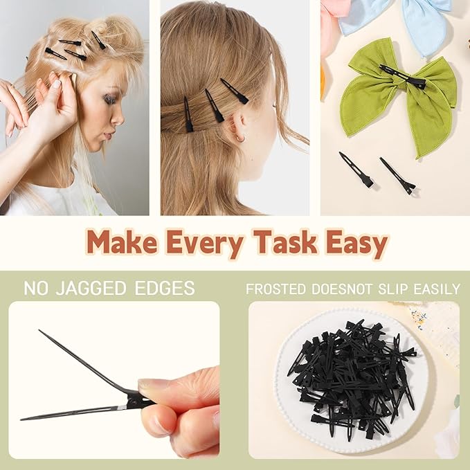 Choicbaby 80 PCS Duck Clips for Hair 2.2 Inch Black Hair Clips Metal Duckbill Clip Hair Clips for Pin Curls Hair Accessories for Girls Women Hair Styling Clips
