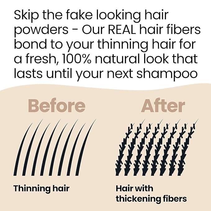 Hair Illusion Dark Brown Real Hair Fibers for Thinning Hair - 100% Natural Texture, Non Synthetic Hair Fibers - Bald Spot Cover Up for Women & Men - 38 Gram