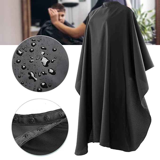 Black Waterproof Hair Salon Cape Professional Barber Cape with Metal Snap Closure Hair Cutting Cape (Black-20 Pack)
