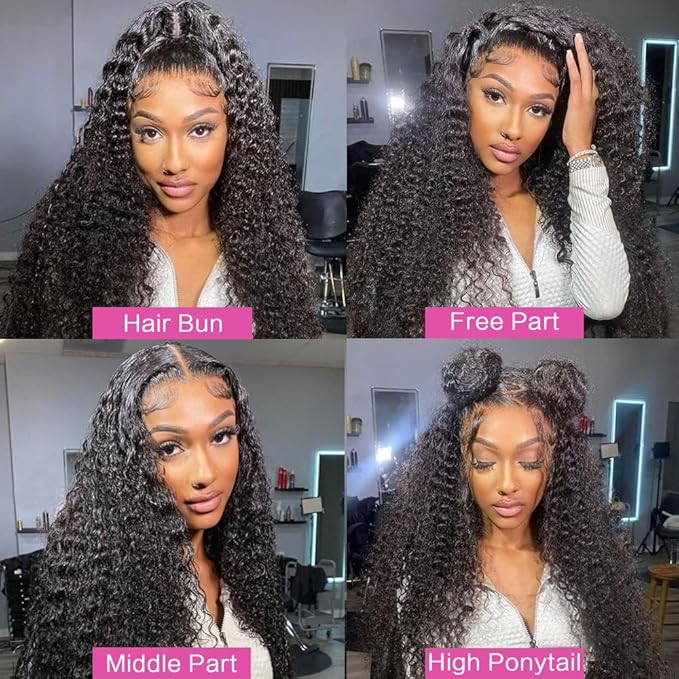 abbildung 30inch Highlight Ombre Lace Front Wig Human Hair 13x6 HD Honey Blonde 4/27 Deep Wave Lace Frontal Wigs Glueless Wigs Human Hair Pre Plucked with (Black, 26 Inch Black, deep wave)