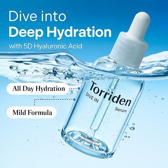 Torriden DIVE IN Hyaluronic Acid Serum 50ml(1.69 fl.oz.) * 2 (Pack of 2) | Deep Hydration to Get Glow Skin | Hyaluronic Acid, Panthenol, Allantoin | Korean Facial Serum