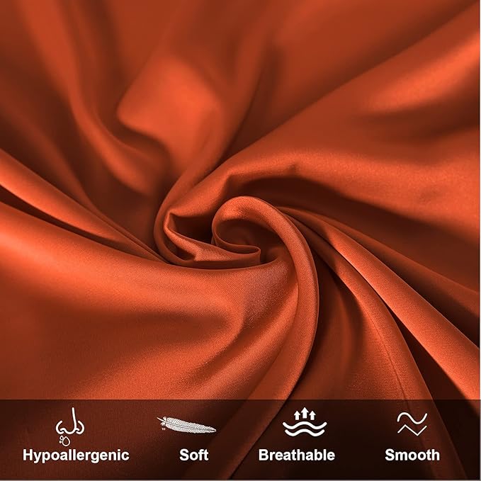 Mulberry Silk Pillowcase for Hair and Skin,Cooling Silk Pillow Case with Hidden Zipper,Allergen Proof Dual Sides Soft Breathable Smooth Silk Pillow Cover for Women (Orange, Toddler)