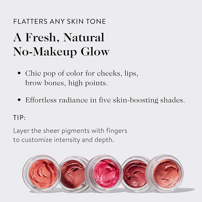 goop Beauty Cream Blush | Sheer Pop of Color for Lips & Cheeks | Vitamin C, Vitamin E, & Safflower Oil | Natural Makeup for Glowing Skin | Paraben & Silicone Free | 0.5 oz | Afterglow - Soft Berry