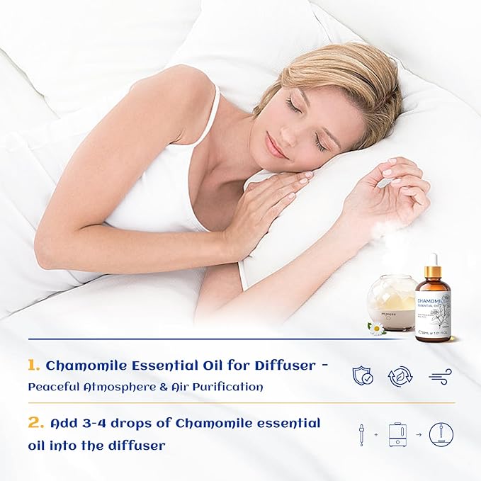 HIQILI 30ML Chamomile Essential Oil, Pure & Natural Chamomile Oil for Diffueser, Skin, Soap, Shampoo - 1.01 Fl Oz