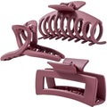 Burgundy Large Hair Claw Clips for Thick/Fine/Thin Hair, Strong Holding Teeth Interlocking Maroon Women Jaw Clips 3 Count Set-Oxblood