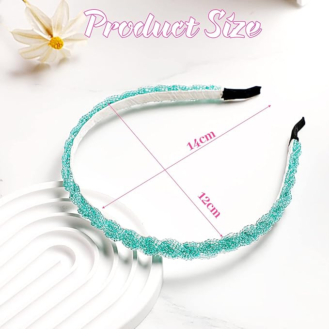MTLEE 6 Pieces Beaded Headbands for Women Sparkly Crystal Beaded Hair Hoop Hairbands Multiple Color Hair Accessories Head Bands Christmas Gift(Bright Colors)