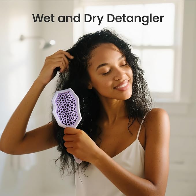 AIMIKE Glacier Detangling Brush, Pain-Free Detangler Brush for Curly Hair Wet & Dry Use, Glide Through Tangles with Ease, Vented Hairbrush for Women's 2c to 4c Curls, Purple