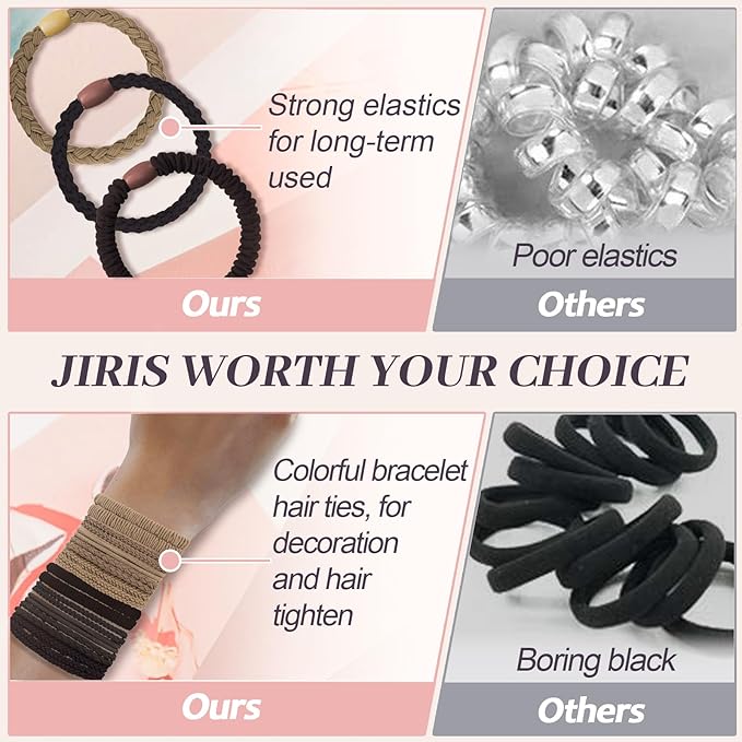 JIIRS 20PCS Boho Hair Ties,Elastic Bracelets,Elastic Hair Ties, Hair Bands For Ponytails,Ponytail Holder for Thick or Thin Hair,Boho Hair Bracelets No-Damage For Daily Life, Sport, Working(Set5)