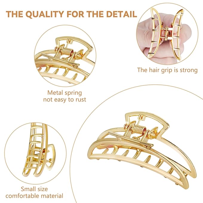 CWJCYTNSN Small Gold Hair Clips, 10Pcs Metal Hair Claw Clips for Women Thick Thin Hair, Non-Slip Hair Clips for Women and Girls, Strong Hold Hair Accessories