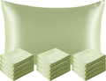 NTBAY 12 Pack Satin King Pillowcases for Hair and Skin, Luxurious and Silky Pillow Cases with Envelope Closure, 20 x 36 Inches, Sage Green