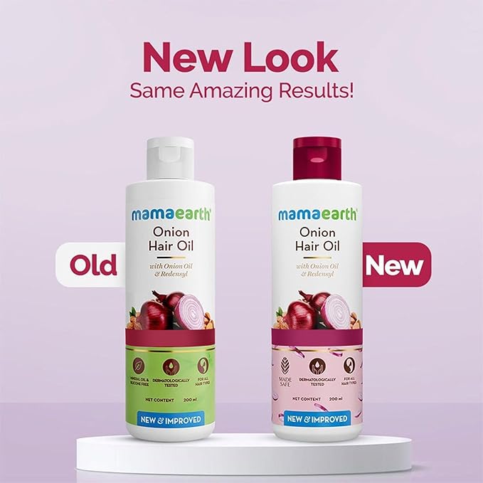 MAMAEARTH Onion Hair Oil with Onion Oil & Redensyl 6.76 Fl Oz (200ml)