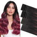 GOO GOO Invisi Edge Tape in Hair Extensions Human Hair, 1/99 Balayage Jet Black to Red 10pcs injected with 10pcs classical tape ins, 24inch 50g, Virgin Remy Hair, Natural Look