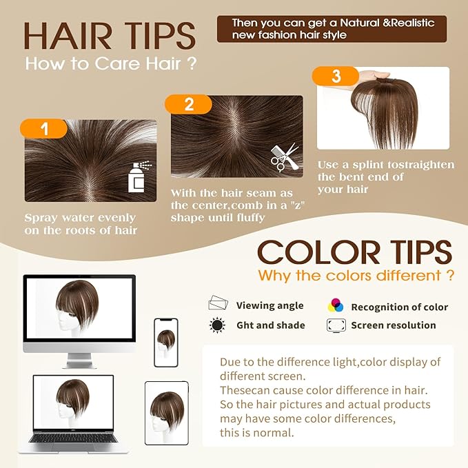 Hair Toppers for Women Real Human Hair -360°3D 10inch Topper with Bangs for Thinning Hair, Clip-in Bangs with Upgraded Silk Base, Perfect for Daily Wear(Dark Blonde#27)