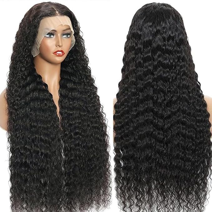 13x6 Deep Wave Lace Front Wigs Human Hair 200% Density HD Lace Front Wigs Human Hair Pre Plucked Natural Color Glueless Wig 100% Virgin Lace Front Wigs for Women（30inch）