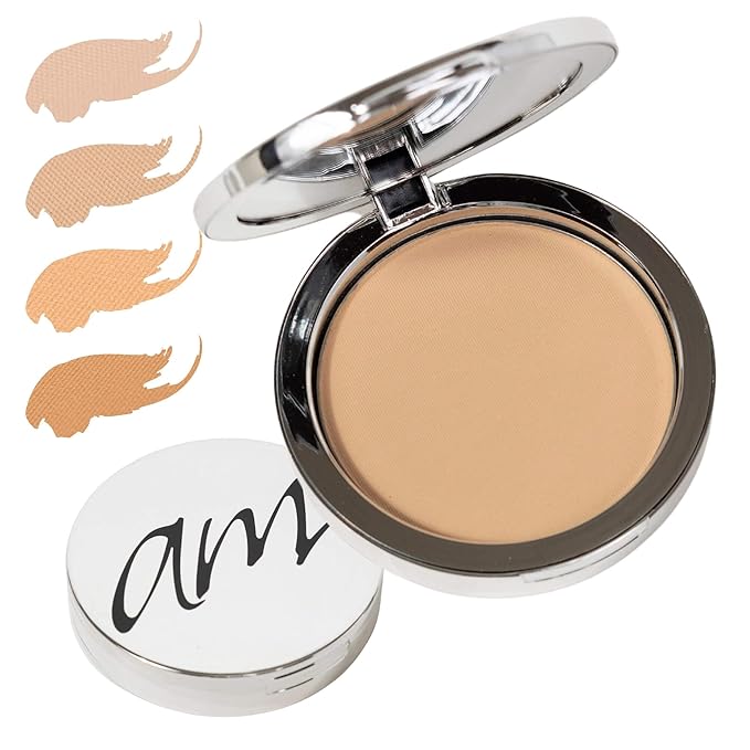 4-in-1 Pressed Foundation Powder with Natural SPF, Concealer & Finishing Powder, Medium to Full Coverage Foundation, Mineral-Based Powder (Angelina, .35 oz)