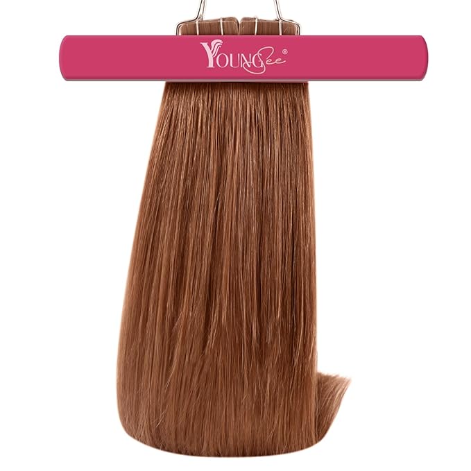 YoungSee Tape in Hair Extensions Human Hair Copper Human Hair Tape in Extensions Copper Tape-in Human Hair Extension 16Inch Short Tape-ins Hair Extension 20Pcs 50G