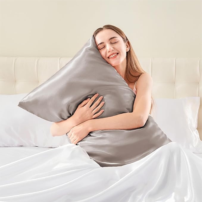 BEDELITE Satin Pillowcase with Zipper, Rose Taupe Pillow Cases Queen Size Set of 2, Super Soft and Cooling Similar to Silk Pillow Cases, Gift for Women Men(20x30 Inches)