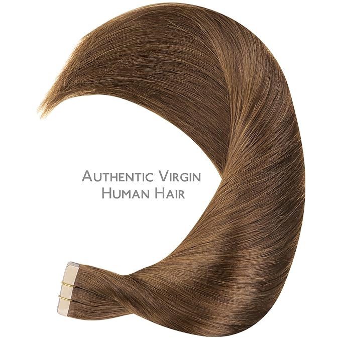 WENNALIFE Tape in Hair Extensions Human Hair, 20pcs 50g 18 inch Light Auburn Brown Remy Hair Extensions Straight Human Hair Tape in Extensions Skin Weft Tape Extensions Human Hair