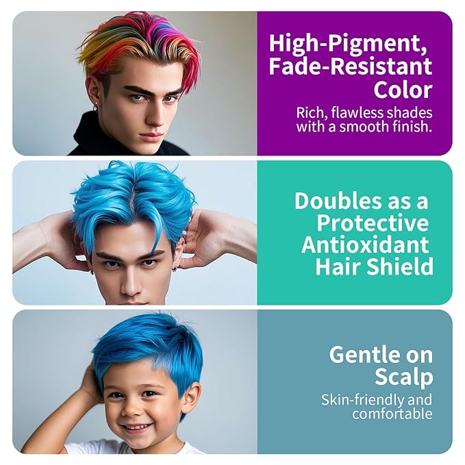 Temporary Hair Color Wax for Men - SUPIYA Washable Dark Green Hair Wax Color, All-Day Hold Disposable Hair Dye for Christmas, Cosplay & Daily (Emerald Color #25)