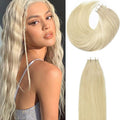 Lacer Tape in Hair Extension Human Hair Natural Dip Dyed Light Platinum Blonde Invisible PU Skin Weft 100% Human Hair Extensions Tape ins Double Sided Weft 50g 20pcs/set 20 inch