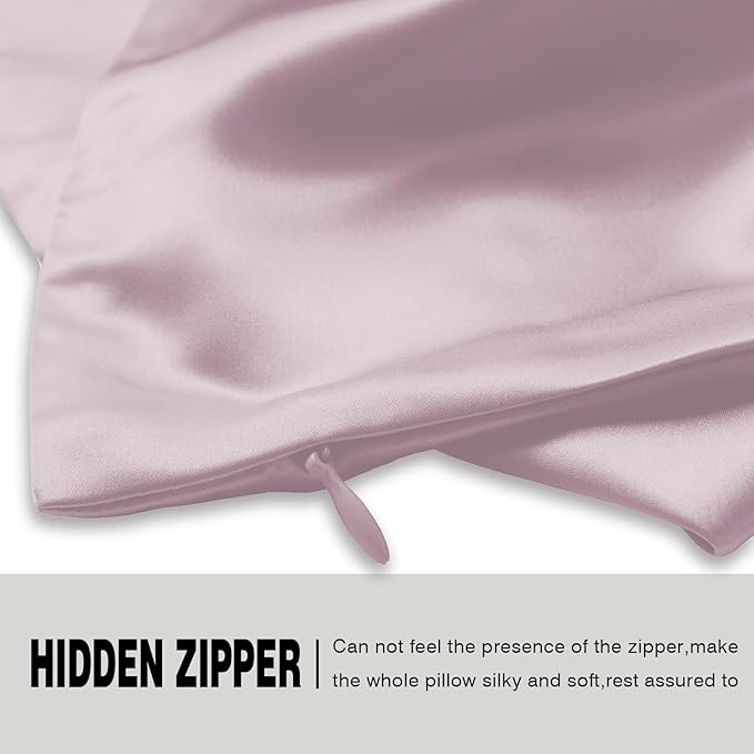 Silk Pillow Cases 2 Pack Soft Breathable and Sliky Standard Size Pillow Cases Set of 2,Natural Mulberry Satin Silk Pillowcase with Hidden Zipper for Hair and Skin (Lavender,20"X 26",2pcs)