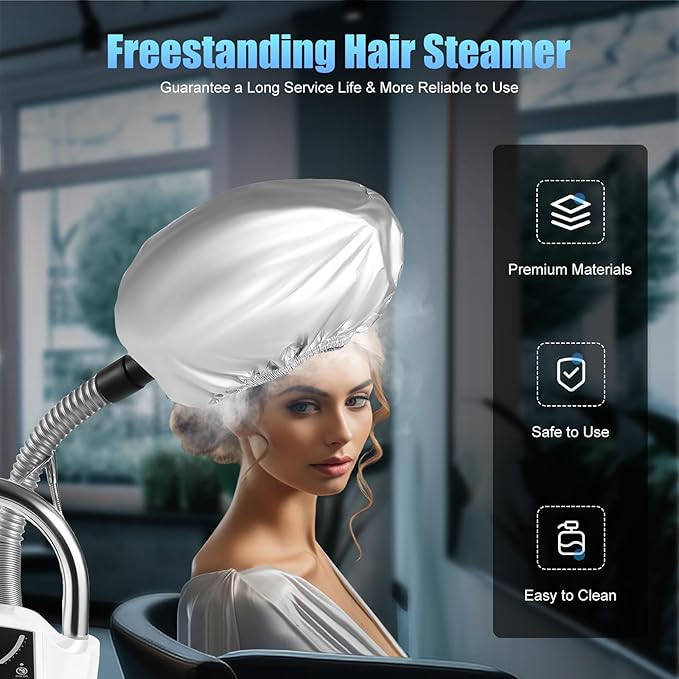 650W Professional Salon Hair Steamer Rolling Stand, Hair Color Processor with Display Screen, Suitable for Beauty Salons, Hair Salons, and Home Use