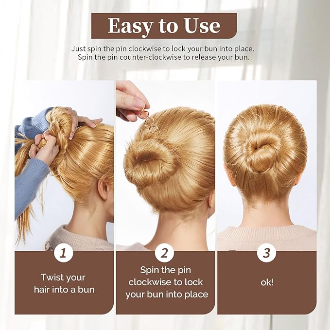 20PCS Spiral Hair Pins, Spin Pins Spiral Bobby Pins for Girls, Women and Kids, Non-Scratch Round Clip & Bun Twist, Stylish Bun Bobby Pins, Premium Spin Pins for Hair, Gold
