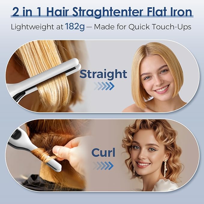 Sunmay Cordless Mini Flat Iron, 3/10" Pencil Hair Straightener for Short Hair, Pixie Cut & Bangs, Portable Dual Voltage Travel Curling Iron