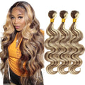 28 30 32 Inch Blonde Bundles Human Hair Highlight Body Wave Bundles 2 Tone Black and Blonde Body Wave Bundle Niegmeag Brazilian Virgin Remy Hair Extensions 300g