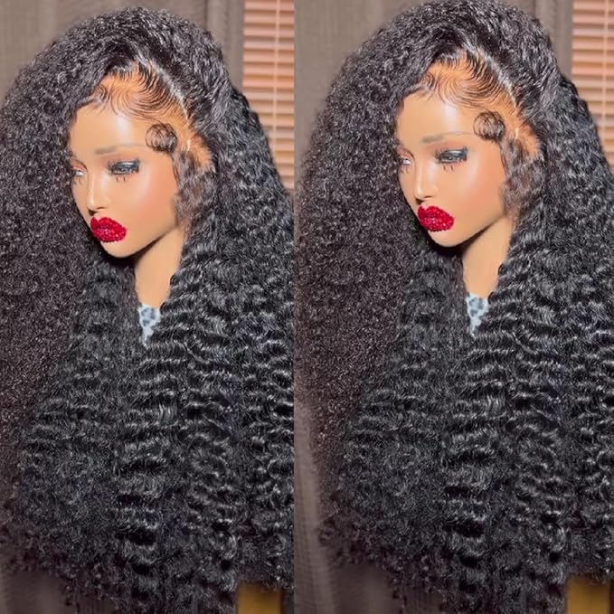 250 density Deep Wave Lace Front Wigs Human Hair Glueless Wig HD Lace Front Wigs Pre Plucked with Baby Hair for Women 13x6 Deep Curly Frontal Wigs Human Hair (20 Inch