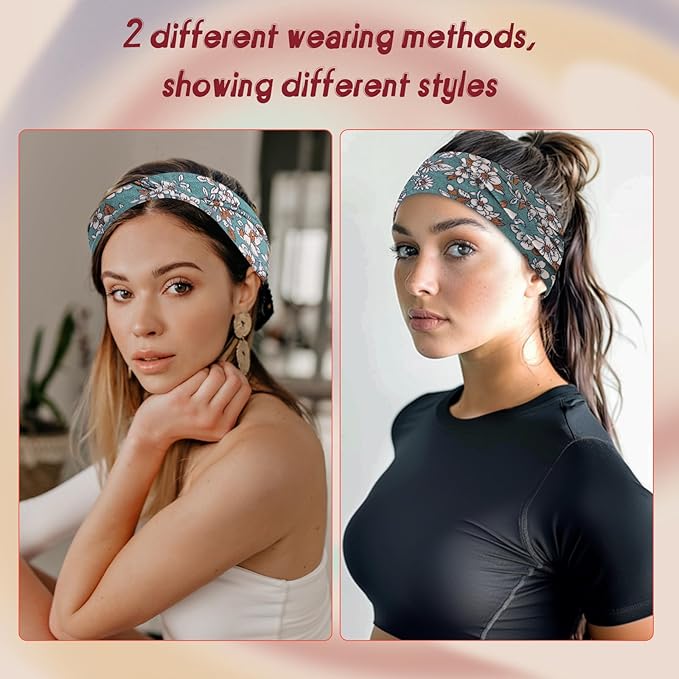 obeoby 8 Pack Headbands for Women, Boho Style Headbands Non Slip Fashion Wide Hairband Boho Outfits Accessories for Women Girls