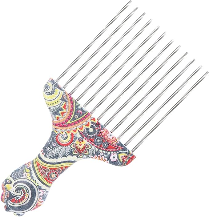 Professional Hair Styling Pick Comb - Stainless Steel, for Afro Hair, Suitable for Women and Men (Waist flower K4)