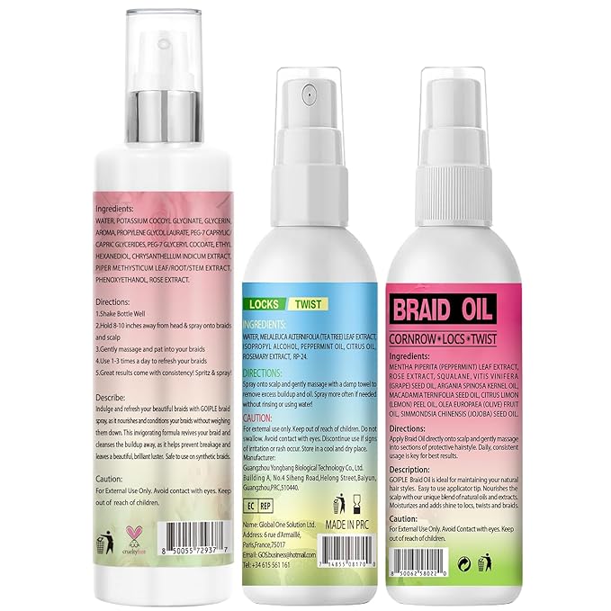 Braid Spray Rose Mint for Dreads, Dreadlocks, Locks - No-Water Braid Shampoo for Locs, Twists, Weaves - Rinse-Free Dreadlock Shampoo for Build-Up - Braid Oil for Soothes Moisturizes Dry & Itchy Scalp
