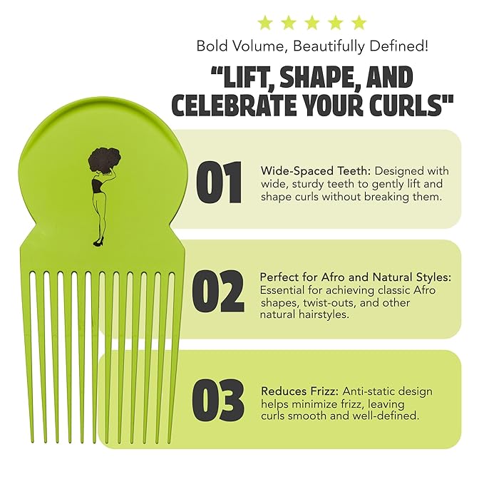 Pardon My Fro Hair Pick - Afro Pick for Curly Hair - Frizz-Free Braid & Twist Styling