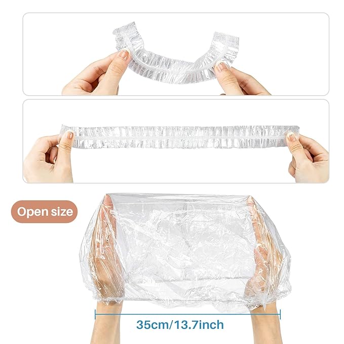 MAQIHAN 100 Disposable Shower Caps Unisex - Large Plastic Hair Caps for Deep Conditioning Shower Cap Reusable Waterproof for Women Men Hair Treatment Bath Cap for Long Hair Travel Essentials