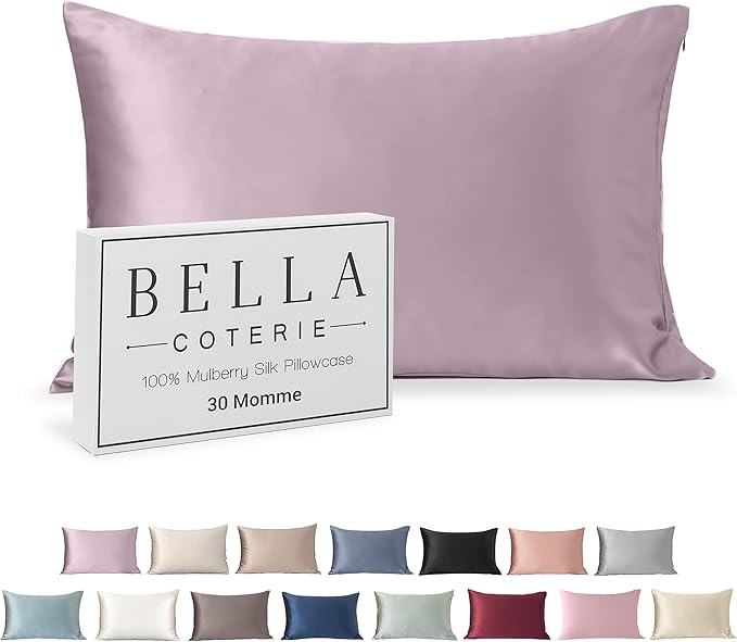 Bella Coterie Luxury Silk Pillowcase for Hair and Skin | 30 Momme | 100% Pure 6A Mulberry Silk | Super Soft | Perfectly Plush [King, Lilac]