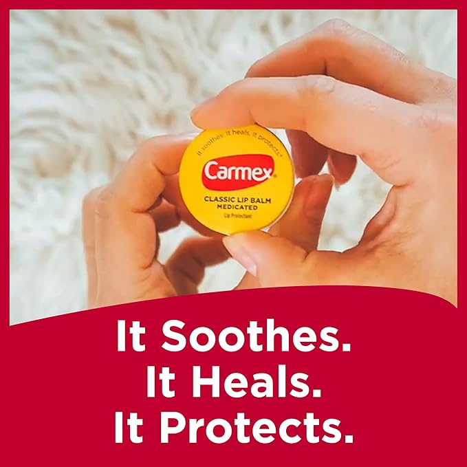 Carmex Medicated Lip Balm Jar, Lip Moisturizer for Dry, Chapped Lips, 0.25 OZ - (5 Packs of 3)