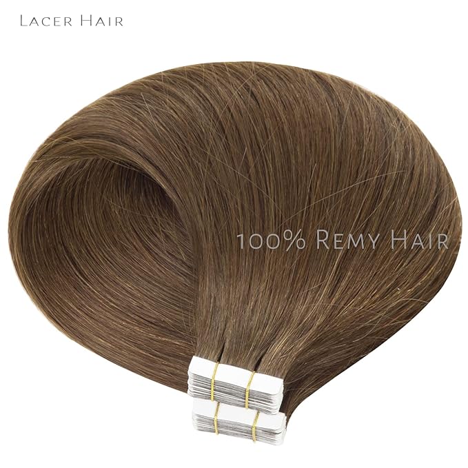 Lacer Tape in Hair Extensions Human Hair Tape Attached Skin Weft Invisible Double Side 14 Inch Chocolate Brown Hair Extensions Tape in 20pcs/set
