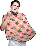 Beard Trimming Hair Catcher, Cartoon Koala Bear Strawberry Flower Leaf Light Pink Shave Bib, Non-Stick Bib Apron Waterproof, Shaving Tool for Men for Husband Father’s Day