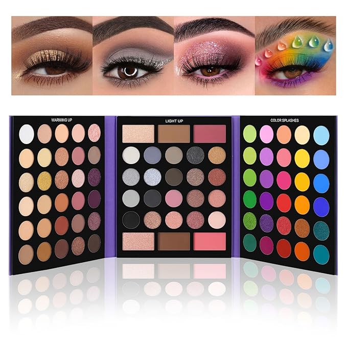 UCANBE Pretty All Set Eyeshadow Palette Pro 86 Colors Makeup Kit Matte Shimmer Eye Shadow Highlighters Contour Blush Powder All In One Makeup Pallet Holiday Christmas Valentine's Gift Set