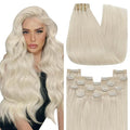 YoungSee Clip in Hair Extensions Blonde Clip in Real Hair Extensions Platinum Blonde Remy Human Hair Clip ins Long Straight Hair Extension 24Inch 120G 7Pcs