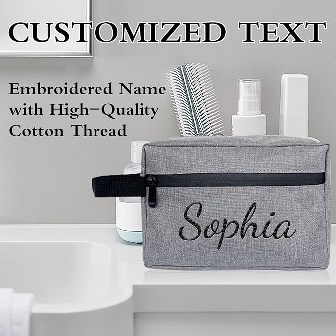 Personalized Toiletry Bag for Men, Embroidered Name Mens Toiletry Travel Bag, Waterproof Canvas Shaving Bag with Large Capacity, Custom Men Hanging Toiletries Bag for Traveling (Red)