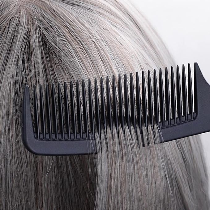 Large Detangling Comb With Professional Handle - Carbon Fiber, Cutting, Hairdressing, Styling, Round Tooth, Barber, Travel Hair Comb for Men and Women