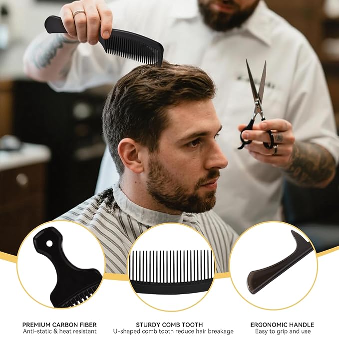 5Pcs Combs for Men, Wide Tooth Medium Toothed Styling Braiding Comb Kit for Twist Detangler Natural Hair, Hair Pick Comb Set for Afro Black Mens Curls