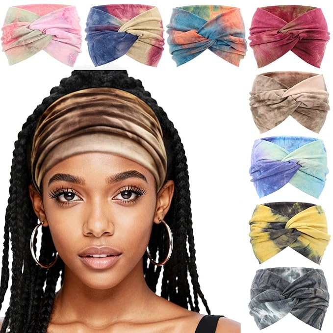 Extra Wide Headbands for Women Large Turban Headband Non Slip Boho Elastic Hairband Hair Twisted Knot Head Bands Accessories