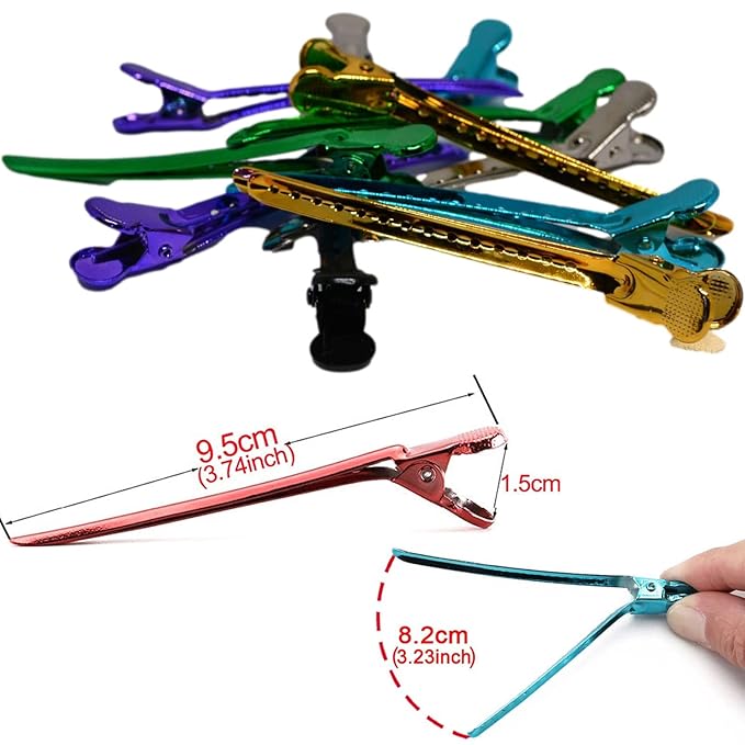 12 Pcs Metal Hair Clips, Duckbill Clips for Styling, Sectioning and Curling by Hairdresser or Home, 6 Colors, Ideal Gift Choice for Stylists and Girls, Portable and Easy to Carry