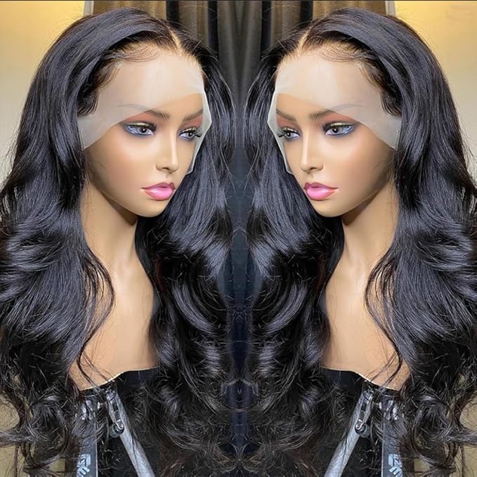 13x6 Body Wave Lace Front Wigs Human Hair 200% Density 13x6 HD Transparent Frontal Wigs Human Hair for Women Pre Plucked Body Wave Glueless Wig 26 Inch
