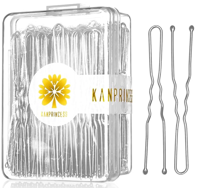 100PCS 2.4Inch U Shaped Hair Pins,Brown Bobby Pins for All Hair Types,Hair Pins for Women,Pain-Free U Pins for Buns With Box（Silver）