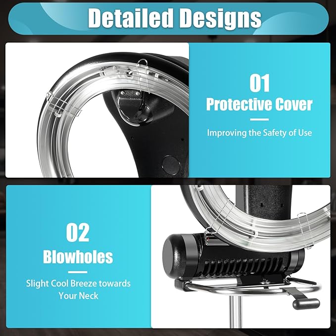 100W Professional Standing Hair Dryer,3 in 1 Salon Spa Orbiting Infrared Heating Hair Dryer Color Processor Hair Care for Home & Hair Salons, Adjustable Height 4.5-5.9ft, 110V (1000W)